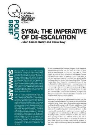 Syria : the imperative of de-escalation