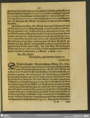 [Camerarii Bericht de 10. 20..Aprilis, 1622]