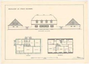 Gutshof: Gartenansicht, Grundrisse, Erdgeschoss Obergeschoss 1:100
