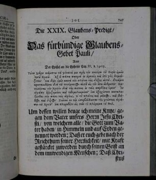 Die XXIX. Glaubens-Predigt/ Oder Das fürbündige Glaubens-Gebet Pauli/...