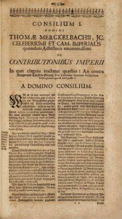Fasciculus sive decas consultationum insigniorum ad materiam contributionum principaliter pertinentium