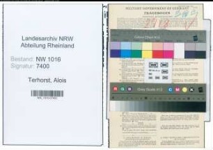Entnazifizierung Alois Terhorst , geb. 08.08.1895 (Mueller)