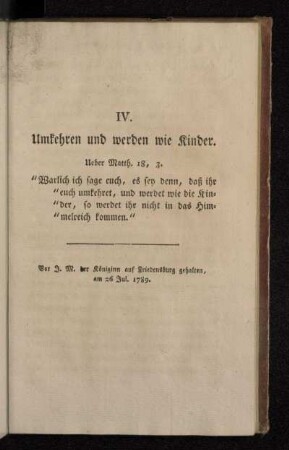 IV. Umkehren und werden wie Kinder.