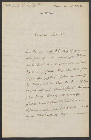 Brief an Friedrich Wilhelm Jähns : 25.10.1870