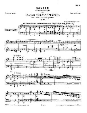 Beethoven's Werke. 150 = Serie 16: Sonaten für das Pianoforte, Dritter Band, Sonate : op. 90