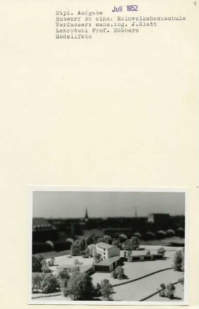 Entwurf Heimvolkshochschule (Diplomarbeit bei Kurt Dübbers): Modellfoto