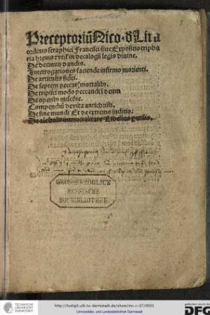 Praeceptorium divinae legis. [Enth.:] Epigramma in laudem urbis Coloniae