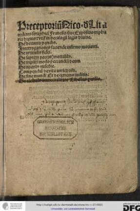 Praeceptorium divinae legis. [Enth.:] Epigramma in laudem urbis Coloniae