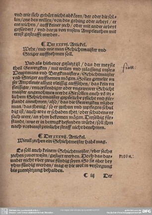 Der XXXVII. Artickel. Wievil zechen ein Schichtmaister haben mag.