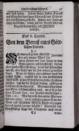Das II. Capitel. Von dem Beruff eines Göttlichen Lehrers
