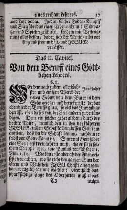 Das II. Capitel. Von dem Beruff eines Göttlichen Lehrers