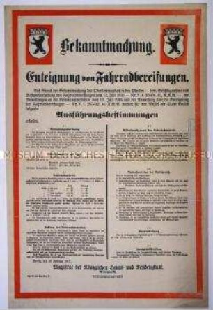 Maueranschlag über die Ablieferungspflicht von Fahrradbereifungen