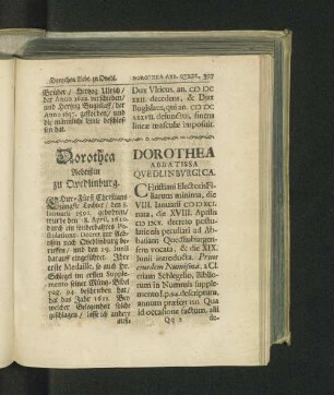 Dorothea Aebtißin zu Quedlinburg.