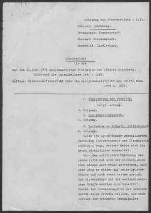 Schömberg (Loßburg) mit Oberehlenbogen sowie Büchenberg und Ödenwald (beide zu Loßburg): Pfarrbericht 1936