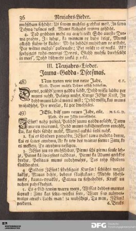 III. Neujahrs-Lieder.