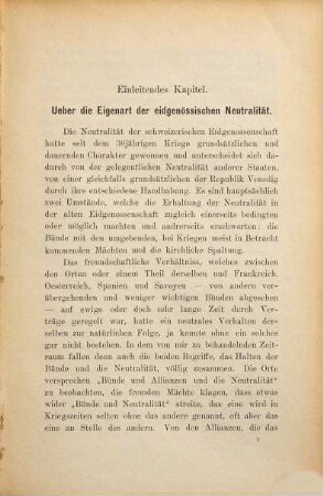 Die Neutralität der Eidgenossenschaft, besonders der Orte Zürich und Bern, während des spanischen Erbfolgekrieges
