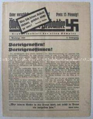 Mitteilungsblatt der österreichischen NSDAP mit Bildbeilage zum "Anschluss"