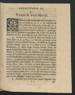 Exercitatio IV. De Virtute & Vitio Morali.
