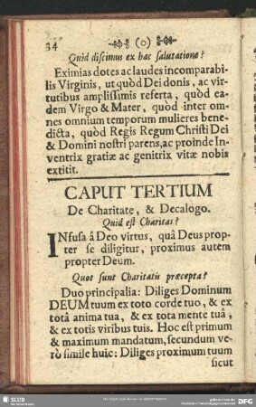 Caput Tertium De Charitate, & Decalogo