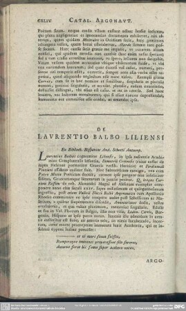 De Laurentio Balbo Liliensi