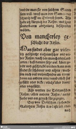 Von mancherley geschlecht der Rosen
