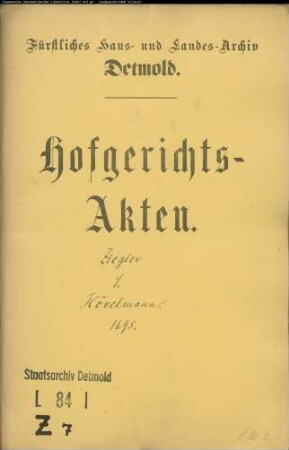 Ziegler, Johann Kord zu Horn gegen Martin Hövelmann - Beleidigung