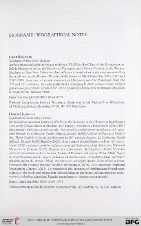 Biogramy/ Biographical notes