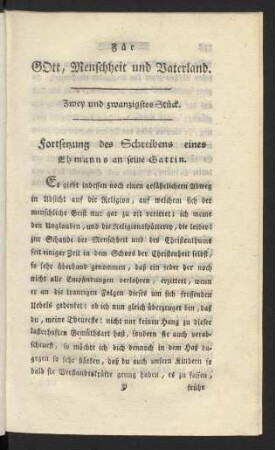 Zwey und zwanzigstes Stück