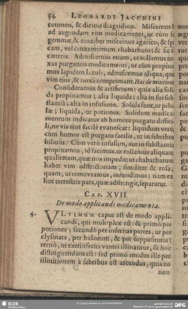 Cap. XVII. De modo applicandi medicamenta