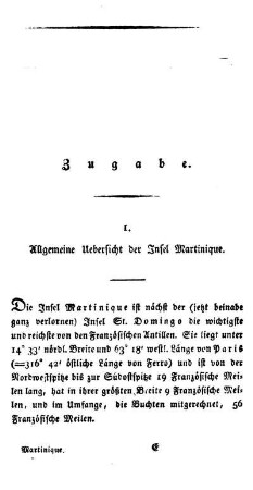1. Allgemeine Uebersicht der Insel Martinique.
