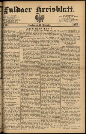 Ausgabe vom Dienstag, den 27. September 1892.
