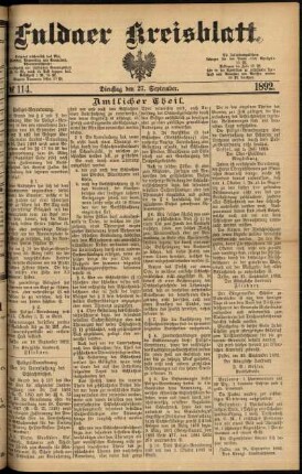 Ausgabe vom Dienstag, den 27. September 1892.