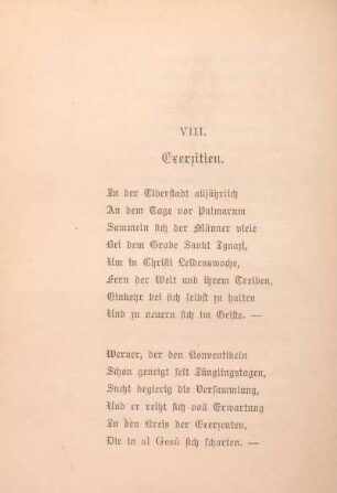 VIII. Exerzitien.