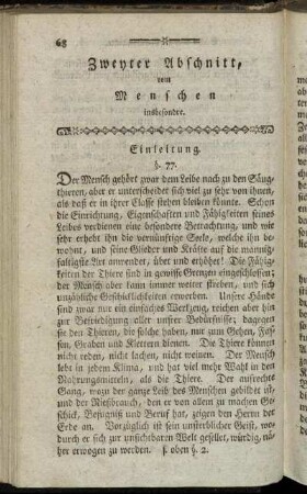 Zweyter Abschnitt, vom Menschen insbesondre.