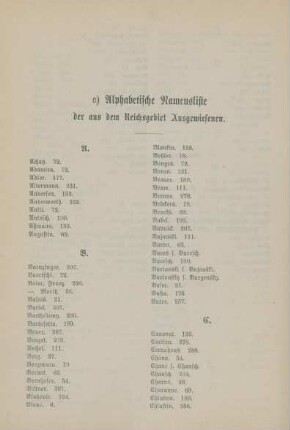 Alphabetische Namensliste der aus dem Reichsgebiet Ausgewiesenen