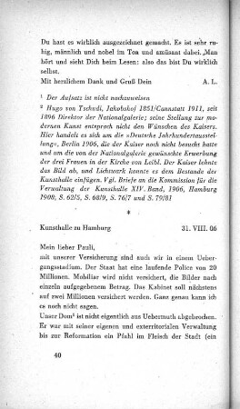 Kunsthalle zu Hamburg 31. VIII. 06