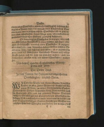 Von dem Sitzen der Ertzbischöffen/ Meintz/ Cölln und Trier. Der Dritte Titul.
