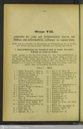 Gruppe VII. Lehrmittel für Land- und Forstwirthschaft, Garten- und Obstbau und wissenschaftliche Leistungen im engeren Sinne