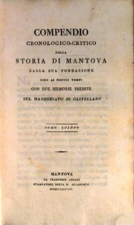 Compendio cronologico-critico della storia di Mantova dalla sua fondazione sino ai nostri tempi, 5