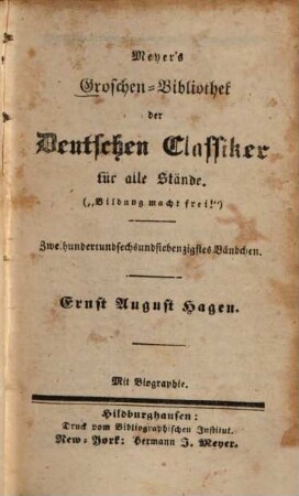 Ernst August Hagen : Mit Biographie