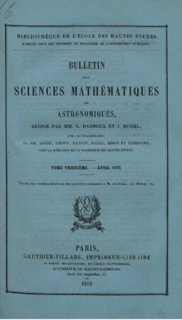 Tome Troisième - Avril 1872.
