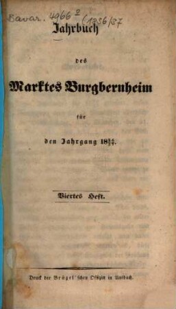 Jahrbuch des Marktes Burgbernheim. 4. 1836/37