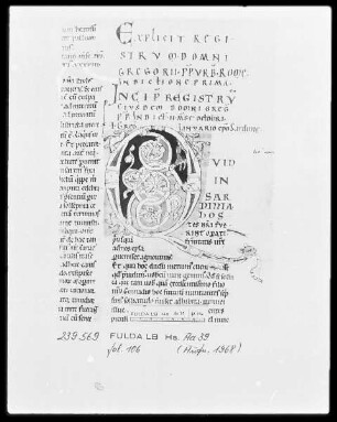 Gregorius Magnus, Registrum epistularum et Regula Pastoralis — Initiale Q(uid), Folio 106recto