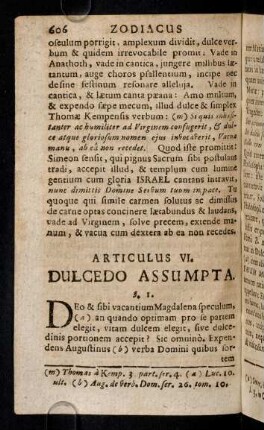 606-628, Articulus VI. Dulcedo Assumpta
