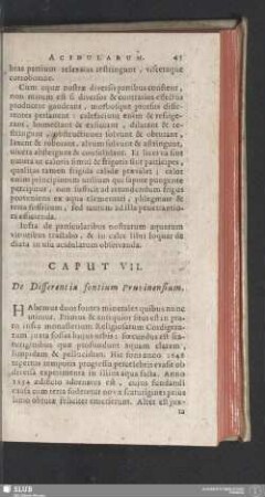 Caput VII. De Differentia fontium Pruvinensium