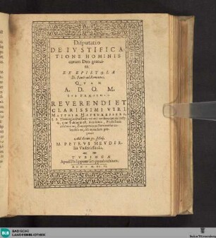 Disputatio de iustificatione hominis coram Deo gratuita