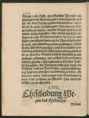 LXIII. Ehescheidung Wegen des Ehebruchs.
