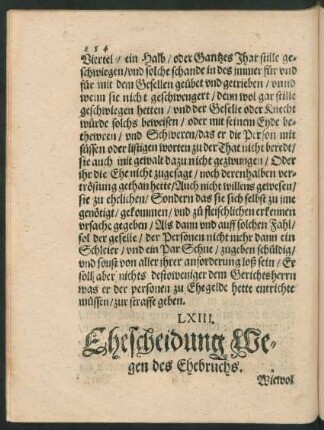 LXIII. Ehescheidung Wegen des Ehebruchs.