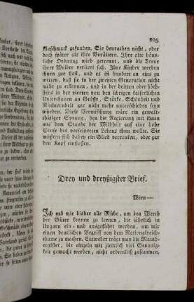 Drey und dreyßigster Brief. Wien