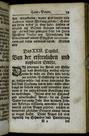 Das XXIII. Capitel. Von der erfreulichen und nutzbaren Erndte